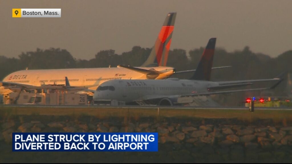 International Delta Airlines flight to Rome diverted back to Boston after being struck by lightning, FAA says