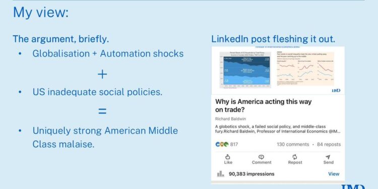 Why America is acting this way on trade: A globotics shock, a failed social policy, and middle-class fury – CEPR