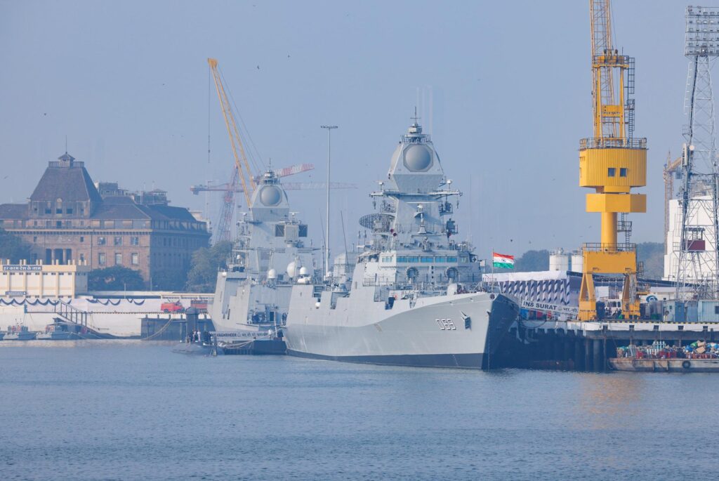 Indian Navy latest guided missile destroyer INS Surat docks at Hazira Port – The Economic Times