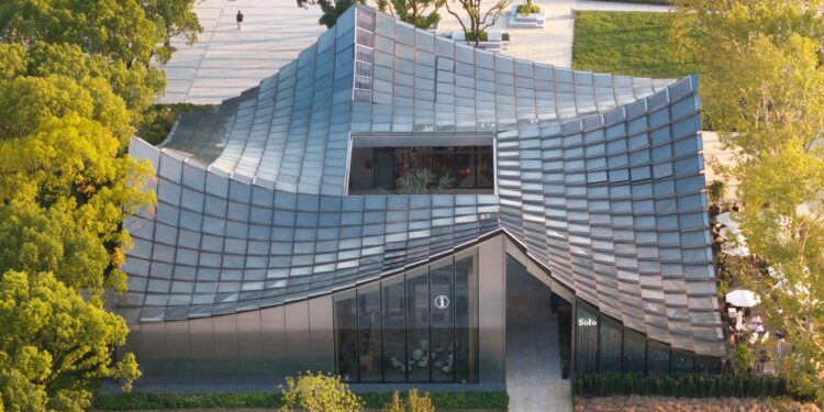 BIG unveils jinji lake pavilion with pixelated glass roof on suzhou’s waterfront – Designboom