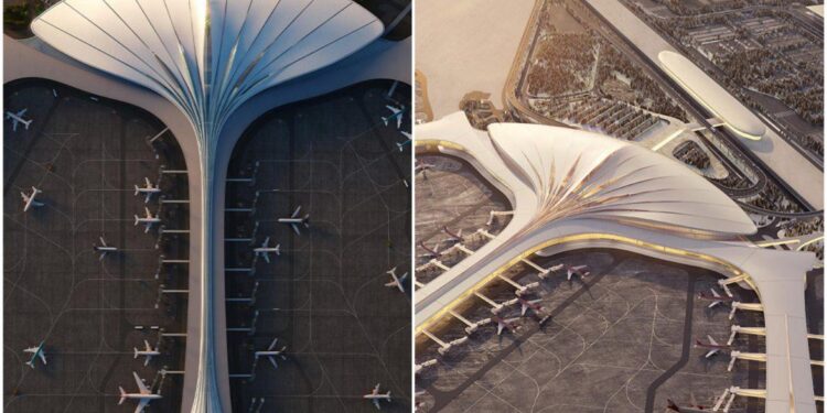 MAD’s fan-shaped airport in Changchun, China is imagined as a ‘floating feather’ – Archinect