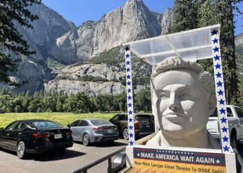 EXCLUSIVE: Mysterious giant Elon Musk head travels America’s national parks, saying ‘Make America Wait Again’ – Fox News